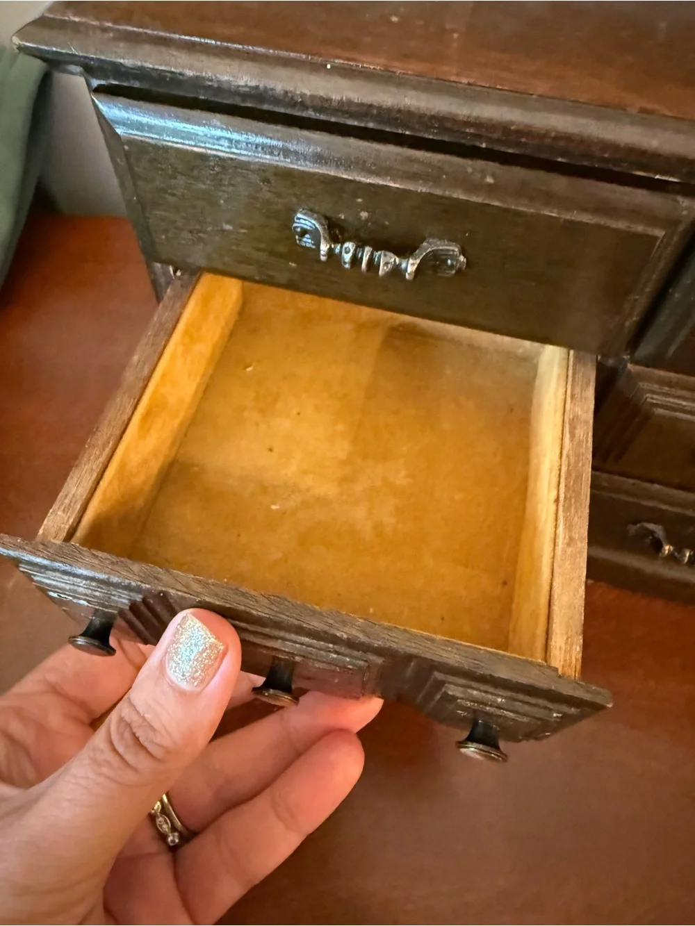 Wooden Multi-Drawer Jewelry Organizer - Dark Brown vintage